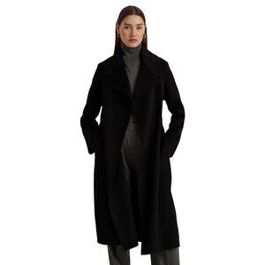 Lauren Ralph Lauren Wool Wrap Long Coat Trench Black New Size 12 $495